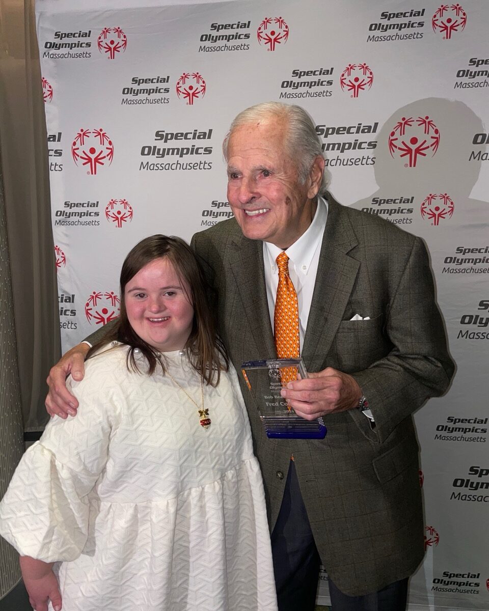 Golf For All with Special Olympian friend after receiving the 2024 Bob Beach Award.